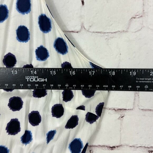 Old Navy Dress Womens Large L Maxi Polka Dot Elastic Waist Sundress Blue White - Picture 6 of 10